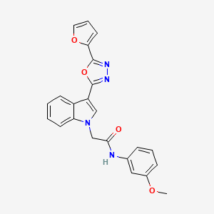 molecular formula C23H18N4O4 B2745352 2-(3-(5-(呋喃-2-基)-1,3,4-噁二唑-2-基)-1H-吲哚-1-基)-N-(3-甲氧基苯基)乙酰胺 CAS No. 1021106-36-4