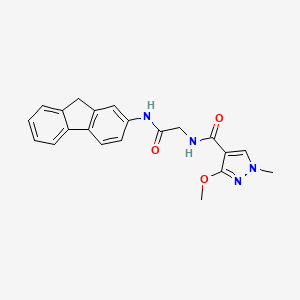 molecular formula C21H20N4O3 B2745355 N-(2-((9H-fluoren-2-yl)amino)-2-oxoethyl)-3-methoxy-1-methyl-1H-pyrazole-4-carboxamide CAS No. 1251578-82-1