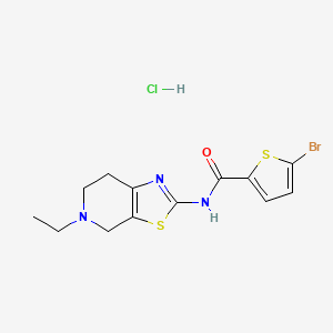 molecular formula C13H15BrClN3OS2 B2745357 5-溴-N-(5-乙基-4,5,6,7-四氢噻唑并[5,4-c]吡啶-2-基)硫代吡咯-2-甲酰胺盐酸盐 CAS No. 1189880-66-7