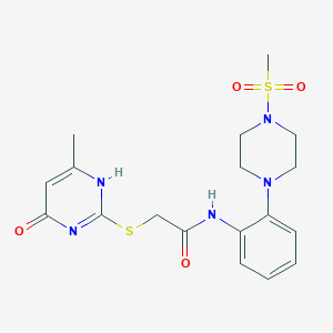 molecular formula C18H23N5O4S2 B274537 2-[(6-methyl-4-oxo-1H-pyrimidin-2-yl)sulfanyl]-N-[2-(4-methylsulfonylpiperazin-1-yl)phenyl]acetamide 