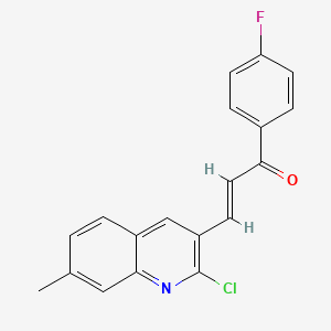 molecular formula C19H13ClFNO B2745383 (E)-3-(2-chloro-7-methylquinolin-3-yl)-1-(4-fluorophenyl)prop-2-en-1-one CAS No. 1281694-12-9