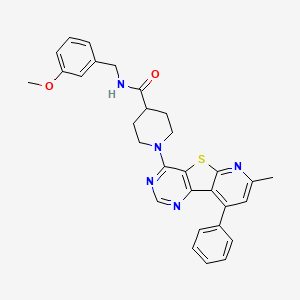 molecular formula C30H29N5O2S B2745385 N-(3-methoxybenzyl)-1-(7-methyl-9-phenylpyrido[3',2':4,5]thieno[3,2-d]pyrimidin-4-yl)piperidine-4-carboxamide CAS No. 1113110-58-9