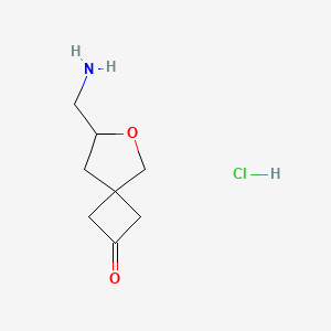 molecular formula C8H14ClNO2 B2745386 7-(Aminomethyl)-6-oxaspiro[3.4]octan-2-one hcl CAS No. 2551117-87-2