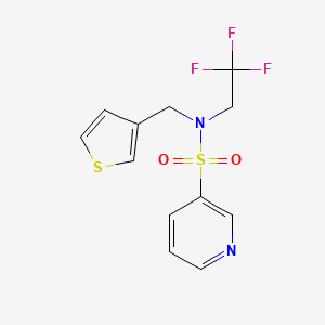 molecular formula C12H11F3N2O2S2 B2745390 N-(thiophen-3-ylmethyl)-N-(2,2,2-trifluoroethyl)pyridine-3-sulfonamide CAS No. 1235319-56-8