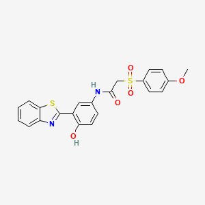 molecular formula C22H18N2O5S2 B2745391 N-(3-(benzo[d]thiazol-2-yl)-4-hydroxyphenyl)-2-((4-methoxyphenyl)sulfonyl)acetamide CAS No. 941907-83-1