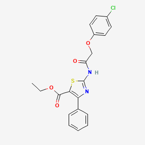 molecular formula C20H17ClN2O4S B2745395 Ethyl 2-(2-(4-chlorophenoxy)acetamido)-4-phenylthiazole-5-carboxylate CAS No. 328037-87-2