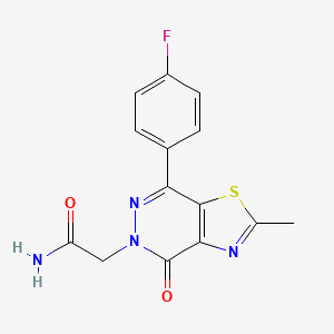 molecular formula C14H11FN4O2S B2745396 2-(7-(4-fluorophenyl)-2-methyl-4-oxothiazolo[4,5-d]pyridazin-5(4H)-yl)acetamide CAS No. 941949-51-5