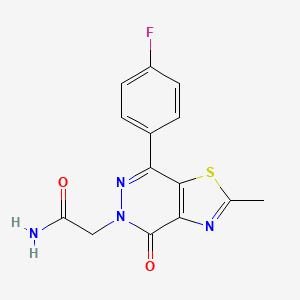 molecular formula C14H11FN4O2S B2745396 2-(7-(4-氟苯基)-2-甲基-4-氧代噻唑并[4,5-d]吡啶-5(4H)-基)乙酰胺 CAS No. 941949-51-5