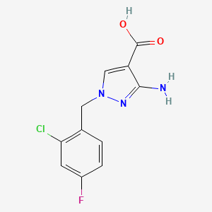 molecular formula C11H9ClFN3O2 B2745402 3-amino-1-(2-chloro-4-fluorobenzyl)-1H-pyrazole-4-carboxylic acid CAS No. 1855952-93-0