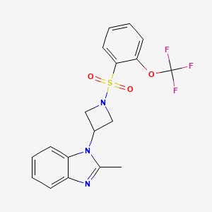 molecular formula C18H16F3N3O3S B2745405 2-methyl-1-{1-[2-(trifluoromethoxy)benzenesulfonyl]azetidin-3-yl}-1H-1,3-benzodiazole CAS No. 2380185-01-1