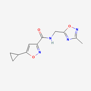 molecular formula C11H12N4O3 B2745416 5-cyclopropyl-N-((3-methyl-1,2,4-oxadiazol-5-yl)methyl)isoxazole-3-carboxamide CAS No. 1235066-50-8