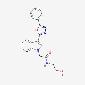 molecular formula C21H20N4O3 B2745417 N-(2-甲氧基乙基)-2-(3-(5-苯基-1,3,4-噁二唑-2-基)-1H-吲哚-1-基)乙酰胺 CAS No. 1021118-67-1