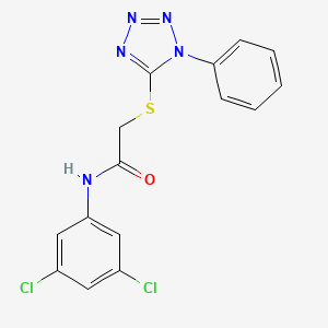 molecular formula C15H11Cl2N5OS B2745421 N-(3,5-dichlorophenyl)-2-(1-phenyltetrazol-5-yl)sulfanylacetamide CAS No. 329079-99-4