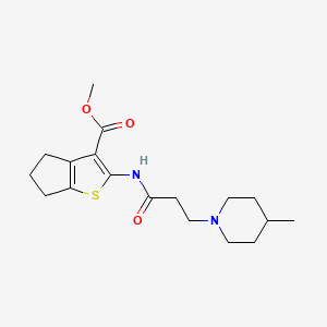 molecular formula C18H26N2O3S B2745424 methyl 2-(3-(4-methylpiperidin-1-yl)propanamido)-5,6-dihydro-4H-cyclopenta[b]thiophene-3-carboxylate CAS No. 670270-06-1