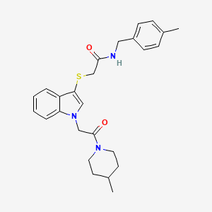 molecular formula C26H31N3O2S B2745425 N-(4-methylbenzyl)-2-((1-(2-(4-methylpiperidin-1-yl)-2-oxoethyl)-1H-indol-3-yl)thio)acetamide CAS No. 878054-82-1