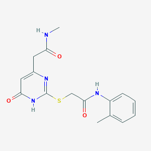 molecular formula C16H18N4O3S B2745429 N-甲基-2-(6-氧代-2-((2-氧代-2-(邻甲苯氨基)乙基)硫代)-1,6-二氢嘧啶-4-基)乙酰胺 CAS No. 1170455-83-0