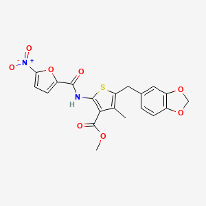 Methyl 5-(benzo[d][1,3]dioxol-5-ylmethyl)-4-methyl-2-(5-nitrofuran-2-carboxamido)thiophene-3-carboxylate