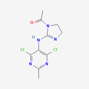 molecular formula C10H11Cl2N5O B2745451 1-(2-((4,6-二氯-2-甲基嘧啶-5-基)氨基)-4,5-二氢-1H-咪唑-1-基)乙酮 CAS No. 75438-54-9