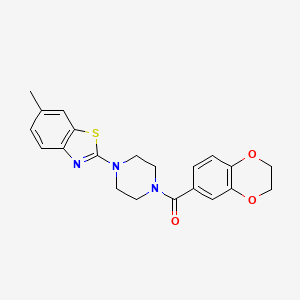 molecular formula C21H21N3O3S B2745452 (2,3-Dihydrobenzo[b][1,4]dioxin-6-yl)(4-(6-methylbenzo[d]thiazol-2-yl)piperazin-1-yl)methanone CAS No. 897467-04-8