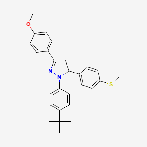 molecular formula C27H30N2OS B2745467 1-(4-tert-butylphenyl)-3-(4-methoxyphenyl)-5-[4-(methylsulfanyl)phenyl]-4,5-dihydro-1H-pyrazole CAS No. 303091-20-5