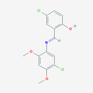 molecular formula C15H13Cl2NO3 B2745479 4-chloro-2-{(E)-[(5-chloro-2,4-dimethoxyphenyl)imino]methyl}phenol CAS No. 1224018-75-0