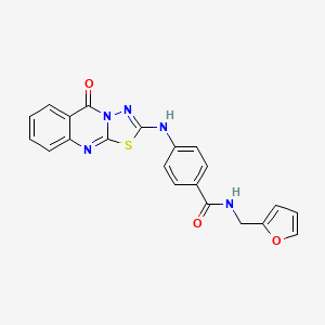 molecular formula C21H15N5O3S B2745484 N-(2-furylmethyl)-4-[(5-oxo-5H-[1,3,4]thiadiazolo[2,3-b]quinazolin-2-yl)amino]benzamide CAS No. 1114627-40-5