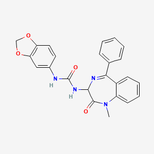 molecular formula C24H20N4O4 B2745487 1-苯并[1,3]二噁嗪-5-基-3-(1-甲基-2-氧代-5-苯基-2,3-二氢-1H-苯并[e][1,4]二氮杂二环己-3-基)-脲 CAS No. 1796888-41-9