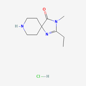 molecular formula C10H18ClN3O B2745488 2-Ethyl-3-methyl-1,3,8-triazaspiro[4.5]dec-1-en-4-one hydrochloride CAS No. 1707602-32-1