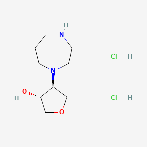 molecular formula C9H20Cl2N2O2 B2745491 trans-4-(1,4-Diazepan-1-yl)tetrahydrofuran-3-ol dihydrochloride CAS No. 1609403-33-9