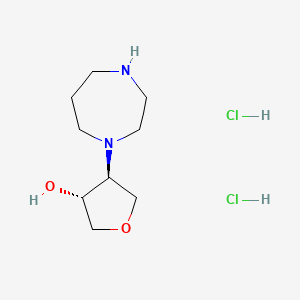 molecular formula C9H20Cl2N2O2 B2745491 trans-4-(1,4-Diazepan-1-yl)tetrahydro-3-furanol dihydrochloride CAS No. 1609403-33-9