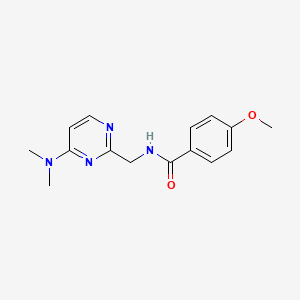 molecular formula C15H18N4O2 B2745493 N-((4-(dimethylamino)pyrimidin-2-yl)methyl)-4-methoxybenzamide CAS No. 1797655-44-7