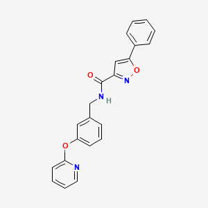 molecular formula C22H17N3O3 B2745498 5-phenyl-N-(3-(pyridin-2-yloxy)benzyl)isoxazole-3-carboxamide CAS No. 1448074-53-0