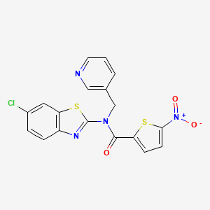 molecular formula C18H11ClN4O3S2 B2745502 N-(6-chlorobenzo[d]thiazol-2-yl)-5-nitro-N-(pyridin-3-ylmethyl)thiophene-2-carboxamide CAS No. 895022-48-7
