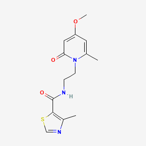 molecular formula C14H17N3O3S B2745503 N-(2-(4-methoxy-6-methyl-2-oxopyridin-1(2H)-yl)ethyl)-4-methylthiazole-5-carboxamide CAS No. 1904202-58-9