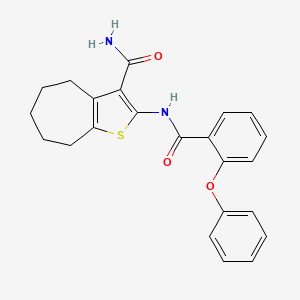 molecular formula C23H22N2O3S B2745507 2-(2-phenoxybenzamido)-5,6,7,8-tetrahydro-4H-cyclohepta[b]thiophene-3-carboxamide CAS No. 477494-22-7