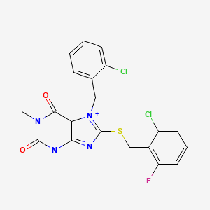 molecular formula C21H17Cl2FN4O2S B2745515 8-{[(2-chloro-6-fluorophenyl)methyl]sulfanyl}-7-[(2-chlorophenyl)methyl]-1,3-dimethyl-2,3,6,7-tetrahydro-1H-purine-2,6-dione CAS No. 377068-58-1