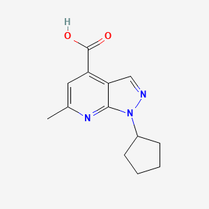 molecular formula C13H15N3O2 B2745520 1-cyclopentyl-6-methyl-1H-pyrazolo[3,4-b]pyridine-4-carboxylic acid CAS No. 934156-43-1