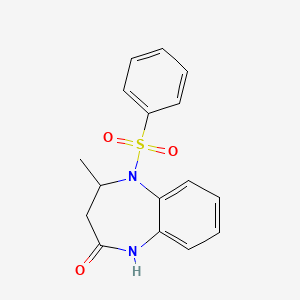 molecular formula C16H16N2O3S B2745526 4-methyl-5-(phenylsulfonyl)-1,3,4,5-tetrahydro-2H-1,5-benzodiazepin-2-one CAS No. 866156-65-2