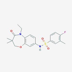 molecular formula C20H23FN2O4S B2745528 N-(5-ethyl-3,3-dimethyl-4-oxo-2,3,4,5-tetrahydrobenzo[b][1,4]oxazepin-8-yl)-4-fluoro-3-methylbenzenesulfonamide CAS No. 921995-97-3