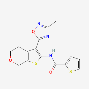 molecular formula C15H13N3O3S2 B2745535 N-(3-(3-甲基-1,2,4-噁二唑-5-基)-5,7-二氢-4H-噻吩并[2,3-c]吡喃-2-基)噻吩-2-甲酰胺 CAS No. 1798489-23-2