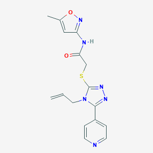 molecular formula C16H16N6O2S B274554 N-(5-methyl-1,2-oxazol-3-yl)-2-{[4-(prop-2-en-1-yl)-5-(pyridin-4-yl)-4H-1,2,4-triazol-3-yl]sulfanyl}acetamide 