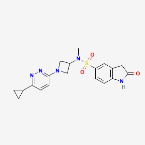 B2745549 N-[1-(6-Cyclopropylpyridazin-3-yl)azetidin-3-yl]-N-methyl-2-oxo-1,3-dihydroindole-5-sulfonamide CAS No. 2415491-85-7
