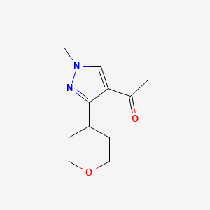 molecular formula C11H16N2O2 B2745554 1-(1-Methyl-3-(tetrahydro-2H-pyran-4-yl)-1H-pyrazol-4-yl)ethan-1-one CAS No. 2174007-63-5