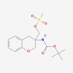 molecular formula C16H23NO6S B2745555 [3-[(2-Methylpropan-2-yl)oxycarbonylamino]-2,4-dihydrochromen-3-yl]methyl methanesulfonate CAS No. 2248297-93-8