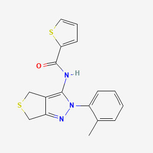 molecular formula C17H15N3OS2 B2745558 N-[2-(2-methylphenyl)-4,6-dihydrothieno[3,4-c]pyrazol-3-yl]thiophene-2-carboxamide CAS No. 396724-65-5
