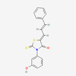 molecular formula C18H13NO2S2 B2745562 (Z)-3-(3-hydroxyphenyl)-5-((E)-3-phenylallylidene)-2-thioxothiazolidin-4-one CAS No. 300816-68-6