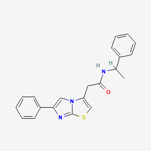 molecular formula C21H19N3OS B2745563 N-(1-phenylethyl)-2-{6-phenylimidazo[2,1-b][1,3]thiazol-3-yl}acetamide CAS No. 897459-48-2