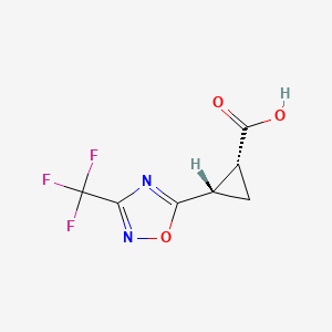 molecular formula C7H5F3N2O3 B2745566 (1R,2S)-2-[3-(Trifluoromethyl)-1,2,4-oxadiazol-5-yl]cyclopropane-1-carboxylic acid CAS No. 2361735-64-8