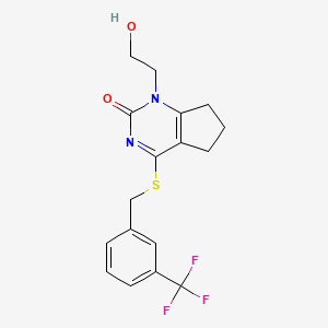 molecular formula C17H17F3N2O2S B2745567 1-(2-羟乙基)-4-((3-(三氟甲基)苯基硫)-6,7-二氢-1H-环戊[d]嘧啶-2(5H)-酮 CAS No. 920164-86-9