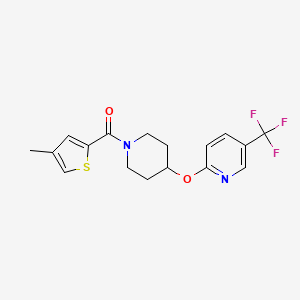 molecular formula C17H17F3N2O2S B2745569 (4-Methylthiophen-2-yl)(4-((5-(trifluoromethyl)pyridin-2-yl)oxy)piperidin-1-yl)methanone CAS No. 1421451-57-1